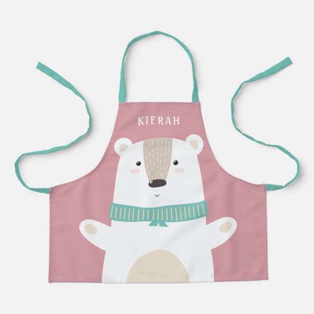 Tablier Ours polaire mignon Enfants modernes Blush (Recto)