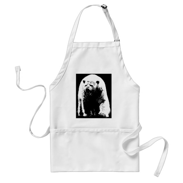 Tablier Ours polaire noir et blanc Pop Art (Devant)