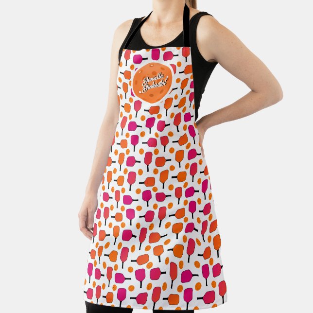 Tablier Pagaies de Pickleball Rose et Orange Personnalisée (Insitu)