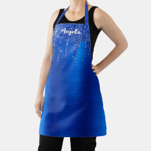 Tablier Paillettes de bleu royal personnalisées Glamour