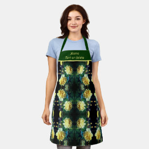 Tablier Paire de fleurs de rose jaune Abstraite personnali
