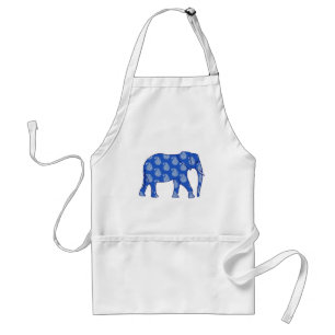 Tablier Paisley éléphant - bleu cobalt et blanc