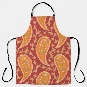 Tablier Paisley motif. Concombre turc. Maroon-orange c