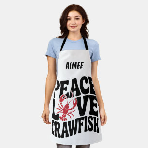 Tablier Paix Amour et Écrevisses Nom Cajun