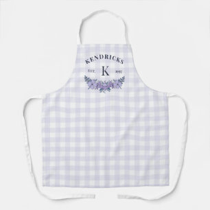 Tablier Pale Violet En vichy Floral Famille Monogramme