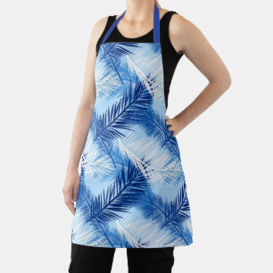 Tablier Palm Leaf Print, Cobalt, blanc et bleu ciel