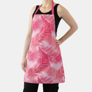 Tablier Palm Leaf Print, Fuchsia, Coral et Pastel Pink