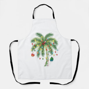 Tablier Palmier de Noël tropical avec lumières et ornam