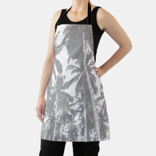 Tablier Palmiers design en gris et blanc
