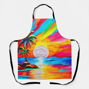 Tablier Palmiers et peinture au soleil couchant