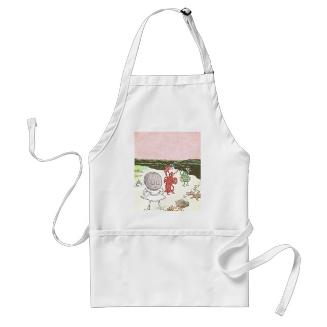 Tablier Palourde, homard et crabe sur la plage (Devant)