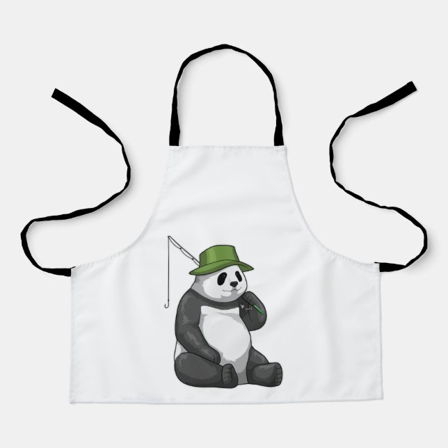 Tablier Panda à la pêche avec canne à pêche (Recto)