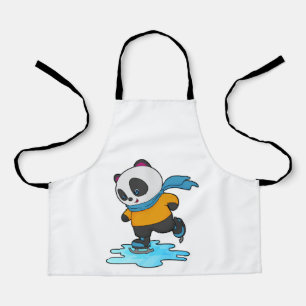 Tablier Panda au patinage sur glace avec patins sur glace 