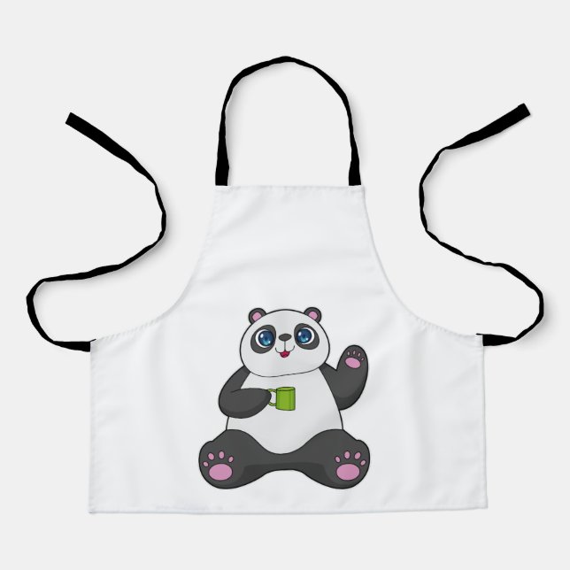 Tablier Panda avec tasse de café (Recto)