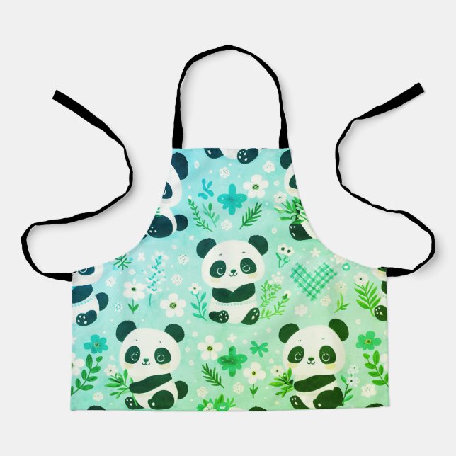 Tablier Panda Bear Motif Vert Imprimer (Recto)