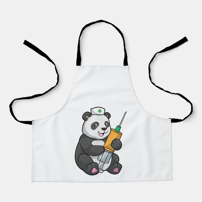 Tablier Panda comme infirmière avec seringue (Recto)