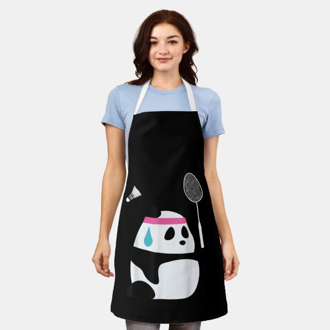 Tablier Panda de badminton épuisé drôle mignon (Porté)