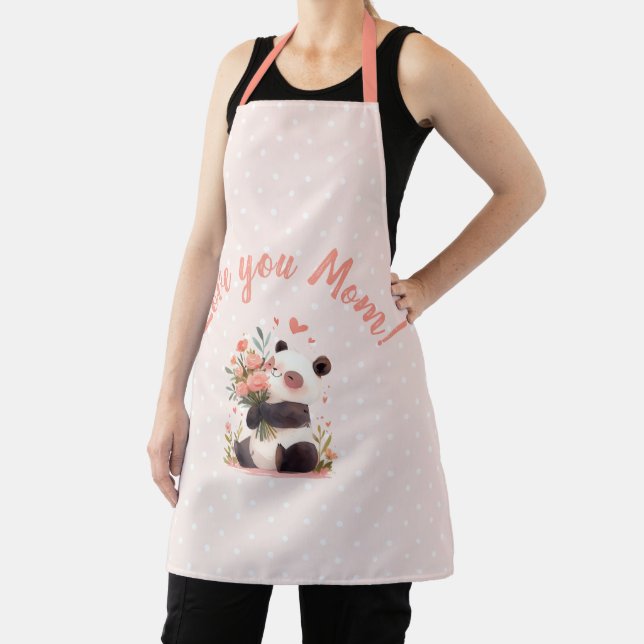 Tablier Panda Love You Mom Mothers Day Cadeau (Insitu)