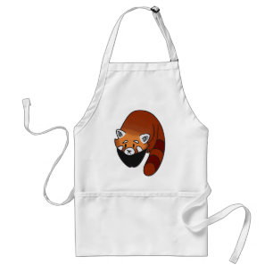 Tablier Panda rouge curieux
