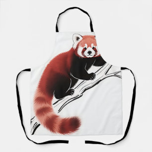 Tablier Panda roux perché sur une branche