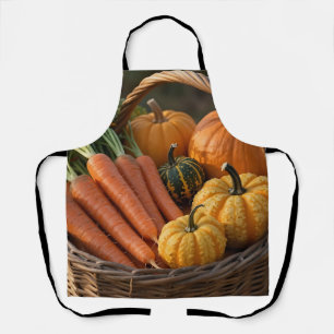 Tablier Panier de récolte rustique citrouilles carottes