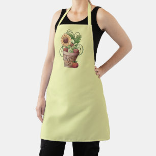 Tablier Panier rustique de pommes rouges et vertes et tour