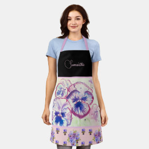 Tablier Pansies rose Pansy Aquarelle Fleurie art