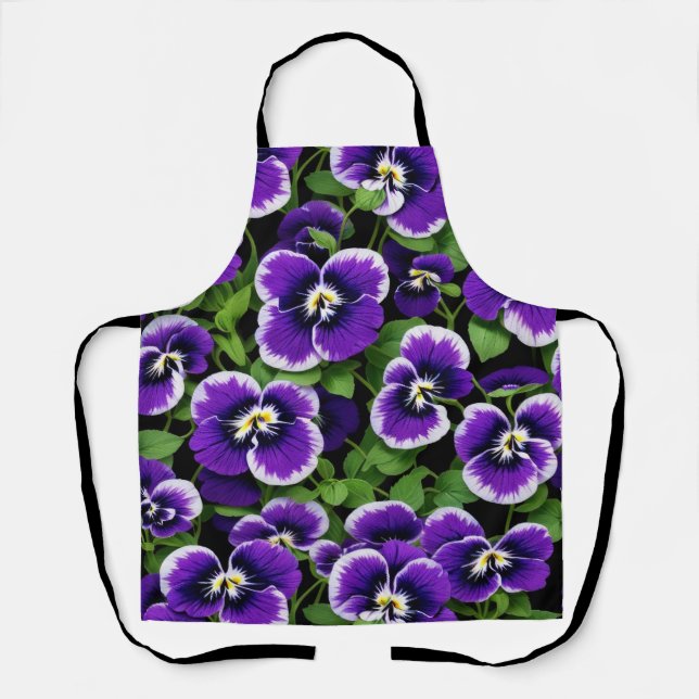 Tablier Pansies violettes graphiques (Recto)