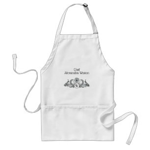 Tablier Paons vintage avec monogramme