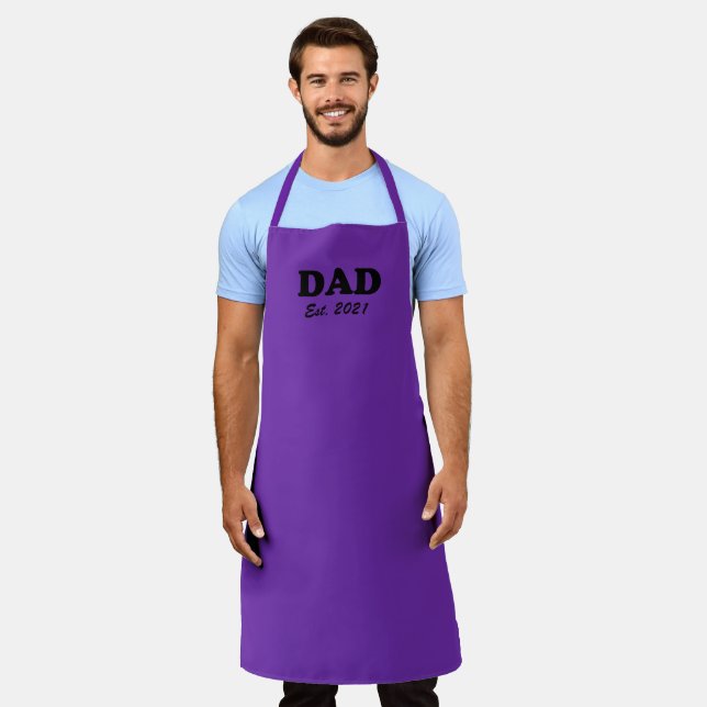 Tablier Papa Custom Date établie vigne violet moderne (Porté)