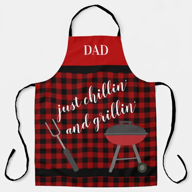 Tablier Papa - Juste Chillin' et Grillin' Buffalo Plaid BQ (Recto)