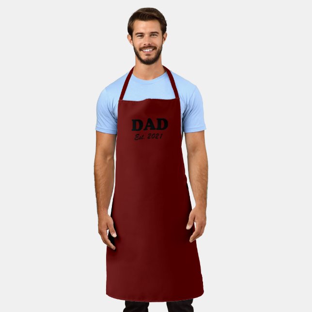 Tablier Papa maroon Custom Date fixe solide élégant (Porté)