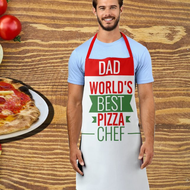 Tablier Papa - Meilleur chef de pizza du monde - rouge bla (Créateur téléchargé)