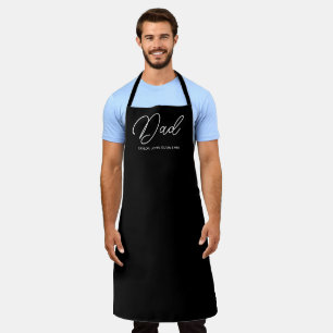 Tablier Papa noir coutume script moderne et noms d'enfants