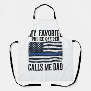 Tablier Papa officier de police ligne bleue mince vecteur