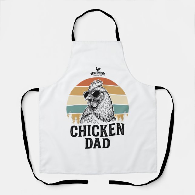 Tablier Papa Poule Vintage Sunset Drôle Amateur de Poule S (Recto)