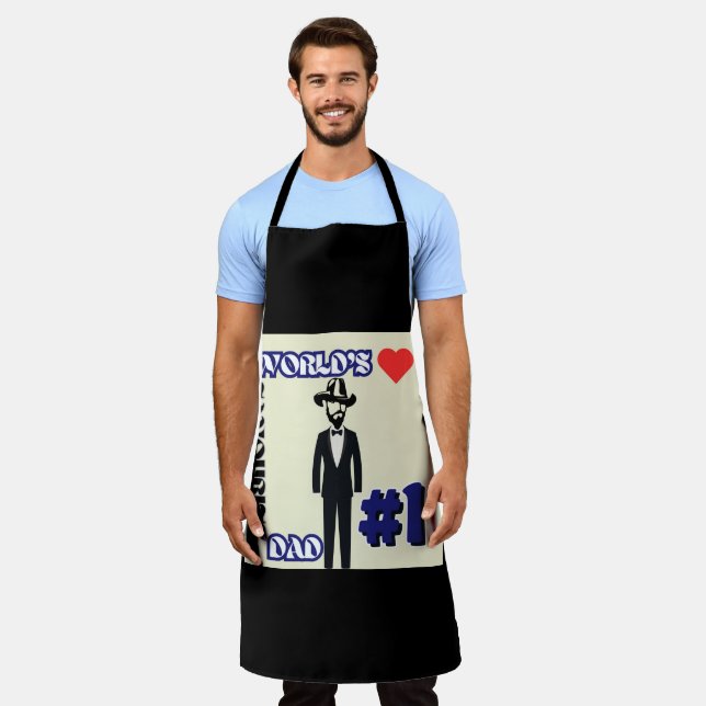 Tablier Papa préféré du monde #1 Black Adult Apron (Porté)