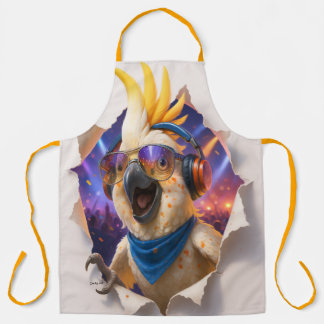 Tablier Papegaai Kookschort – Kleurrijk en Muzikaal Design