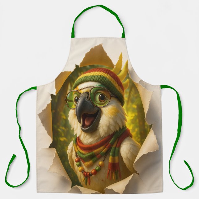 Tablier Papegaai Kookschort – Vrolijk Tropisch Design (Recto)