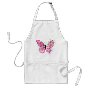 Tablier Papillon à fleurs avec Sakura rose