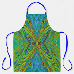 Tablier Papillon Abstrait Chartreuse et Bleu Tripant