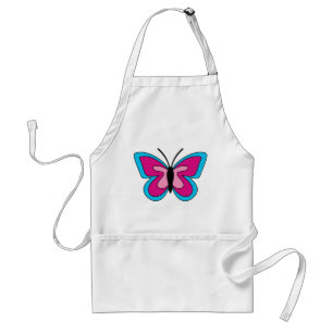 Tablier Papillon bleu magenta rose