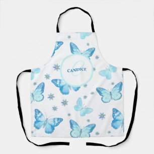 Tablier Papillon floral bleu personnalisé
