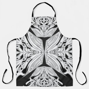 Tablier Papillon gris noir et blanc ailé Abstrait