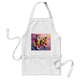 Tablier Papillon majestueux aux perles florales