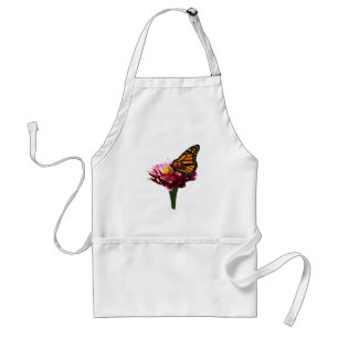 Tablier Papillon Monarque sur rose Zinnia