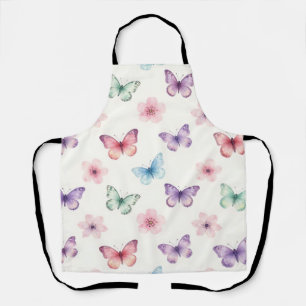 Tablier Papillons à l'aquarelle motif fleurs de cerisier