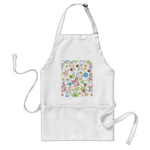 Tablier Papillons Colorés Et Fleurs Motif