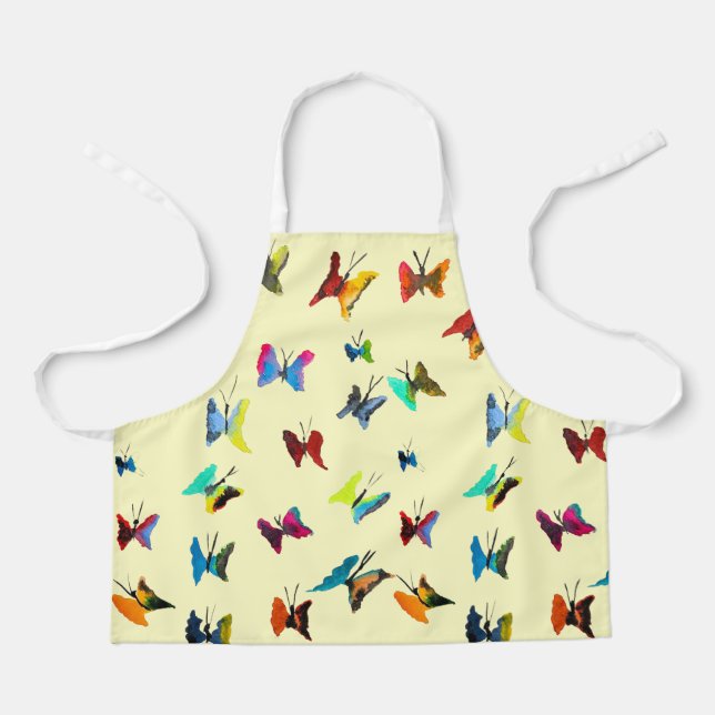 Tablier Papillons mignons aquarelle art (Recto)