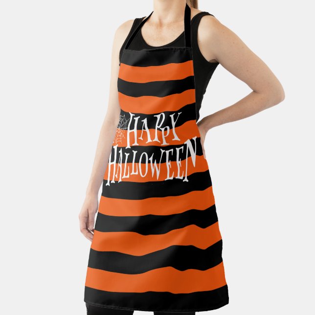 Tablier Pappy Halloween Typographie Orang & Black Stripes (Insitu)